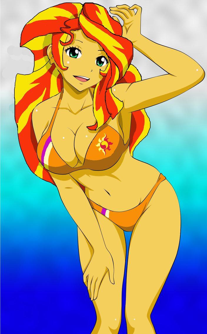 mlp eg sunsetshimmer bikini by andrewtod