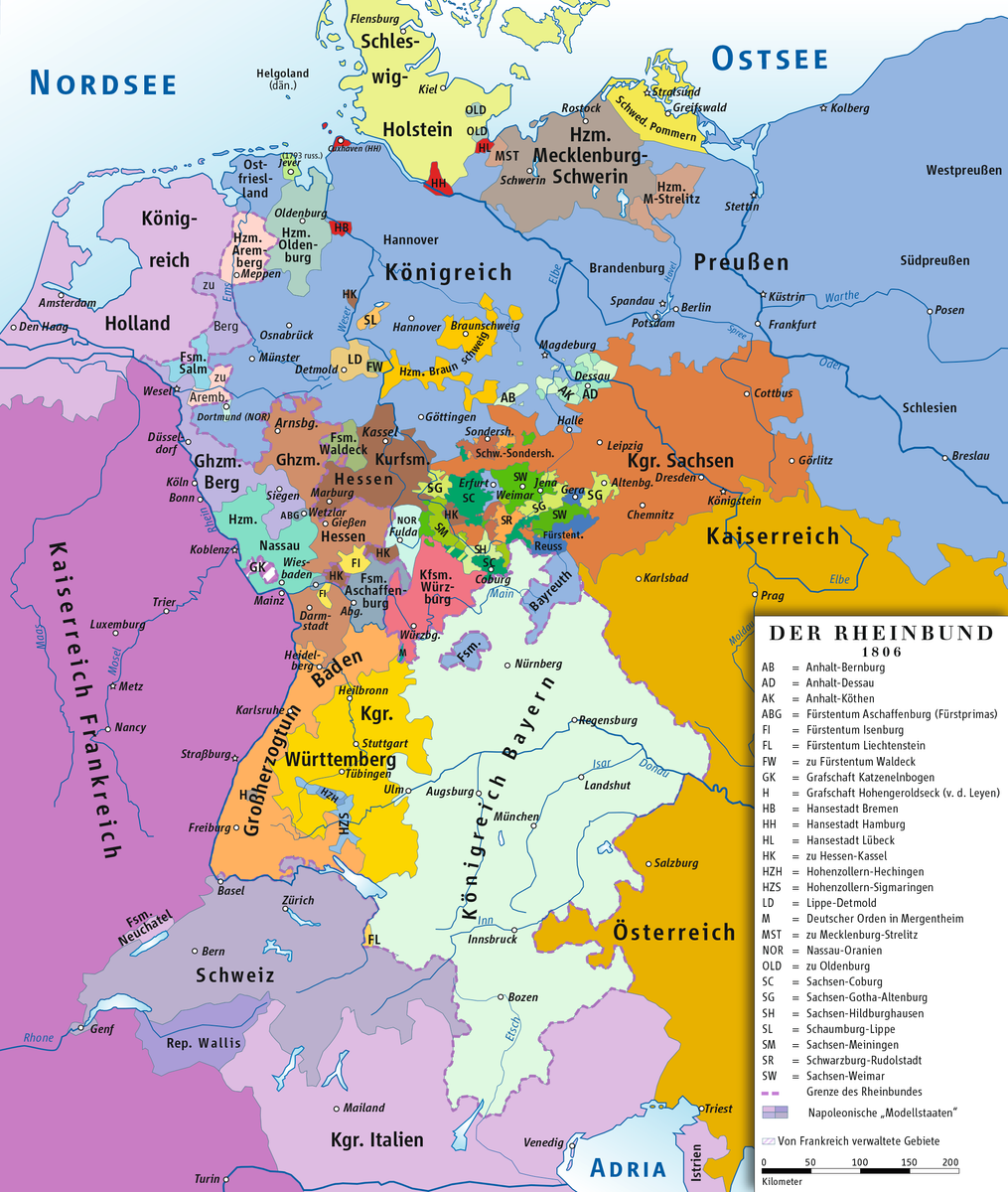 rheinbund 1806 political map