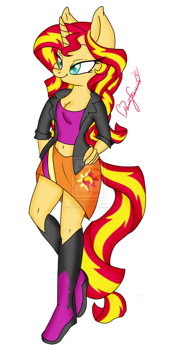 sunset shimmer  anthro  by silent shadow