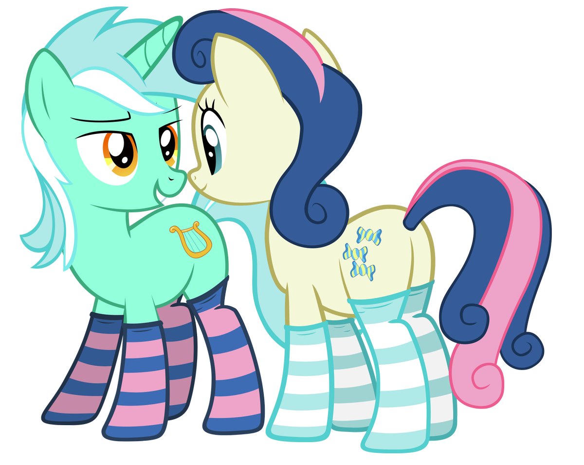 lyra and bon bon in sockies by fluffytul