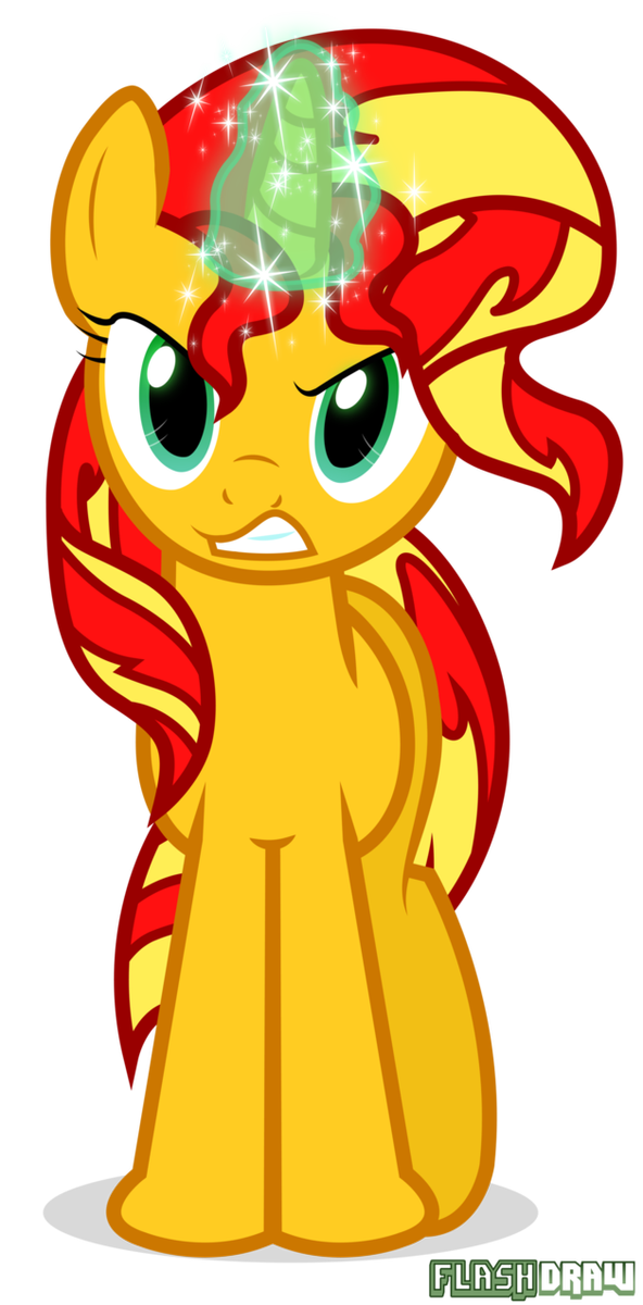 sunset shimmer is angry by flash draw-d6