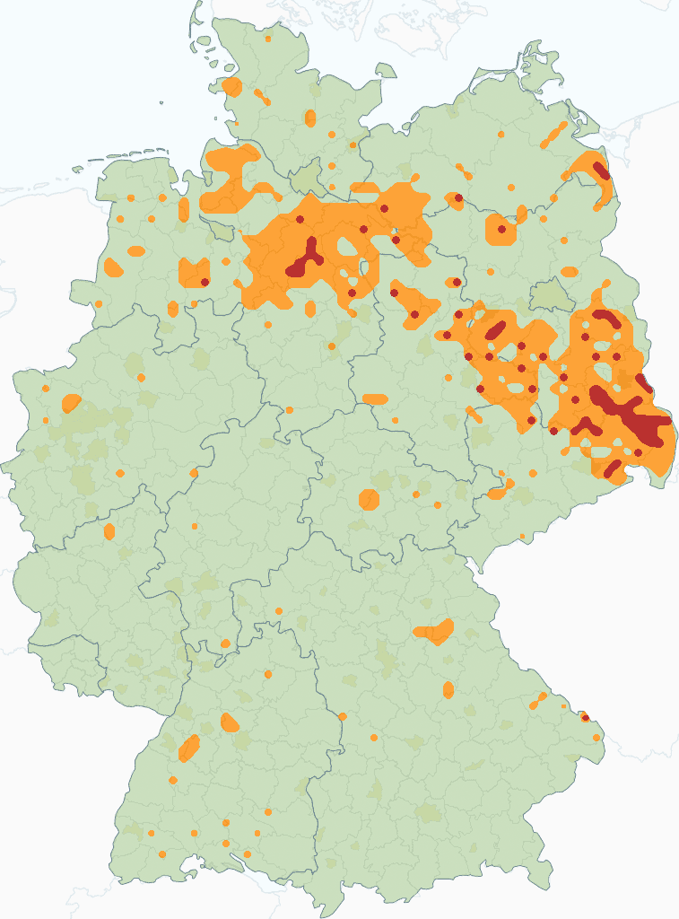 Grey wolf distribution Germany 2017-18