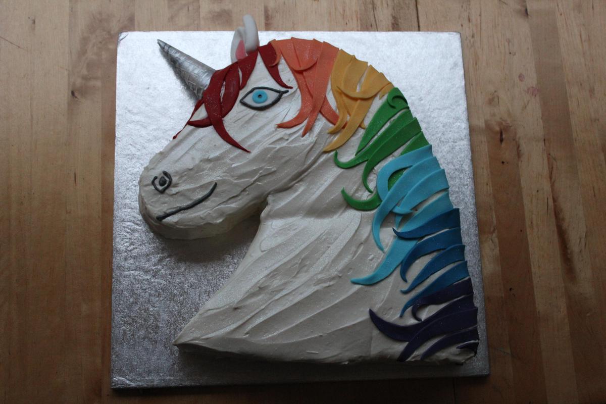 glitter rainbow unicorn cake