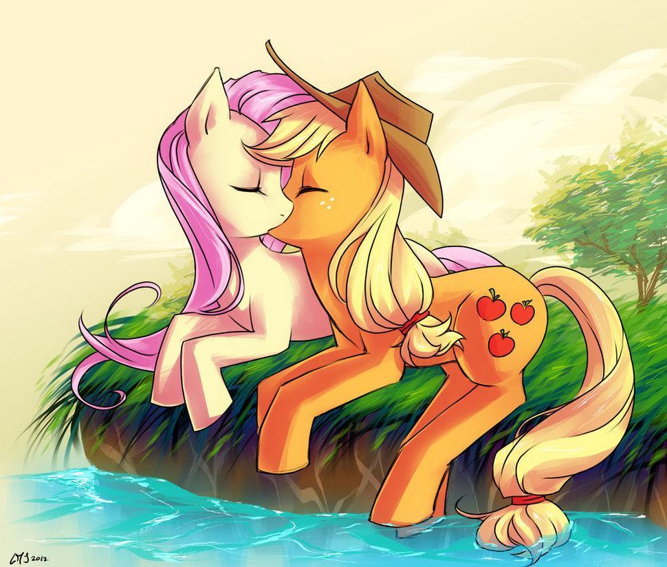 applejack and fluttershy by katiramoon-d