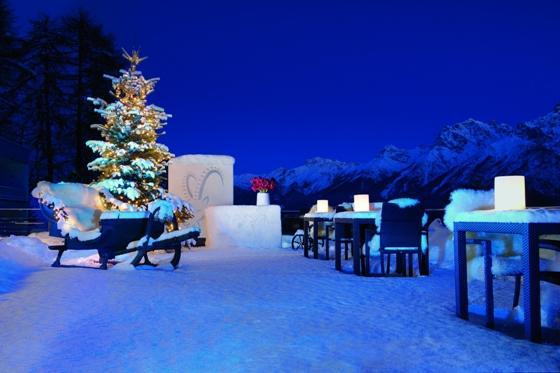 Ftan Hotel Paradies Terrasse Winter