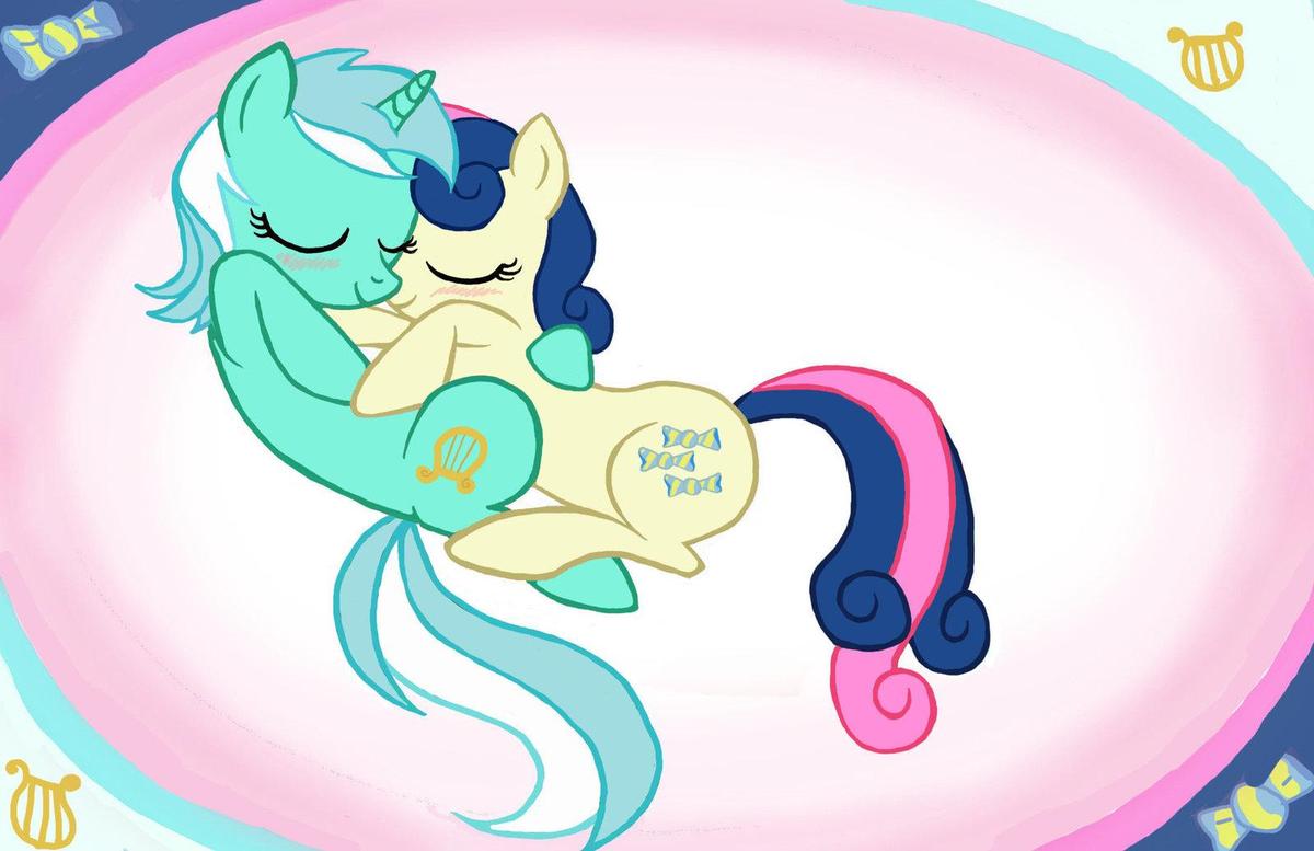 mlp   cuddle up lyra and bon bon by will
