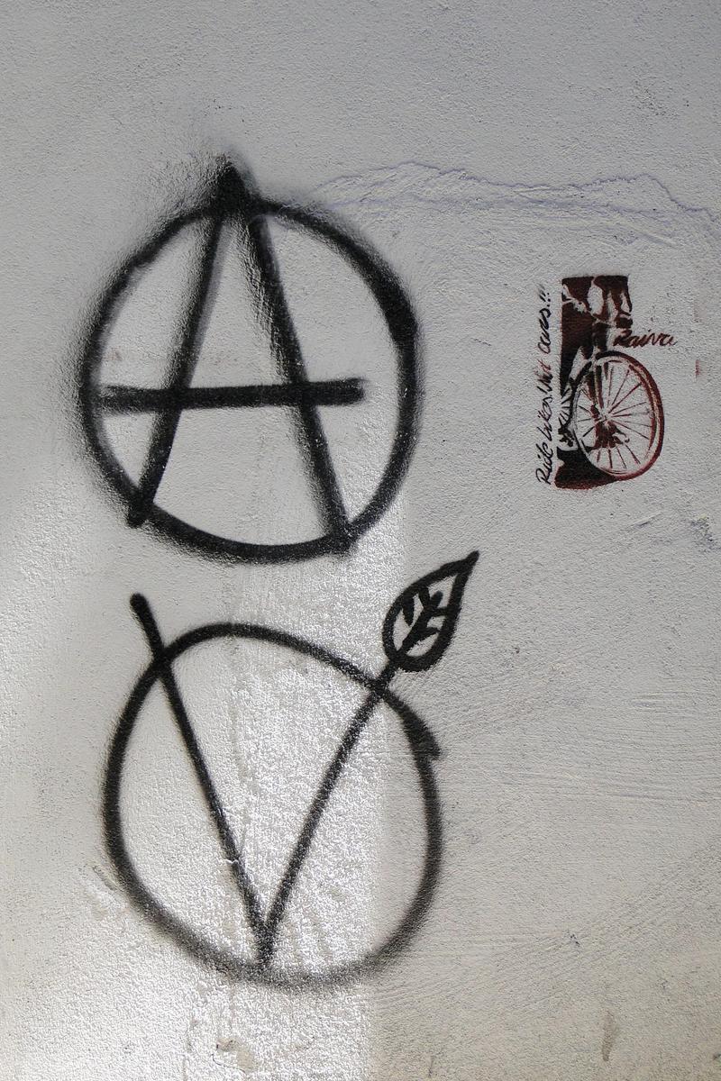 Anarchist and Ecological Symbols - Graff