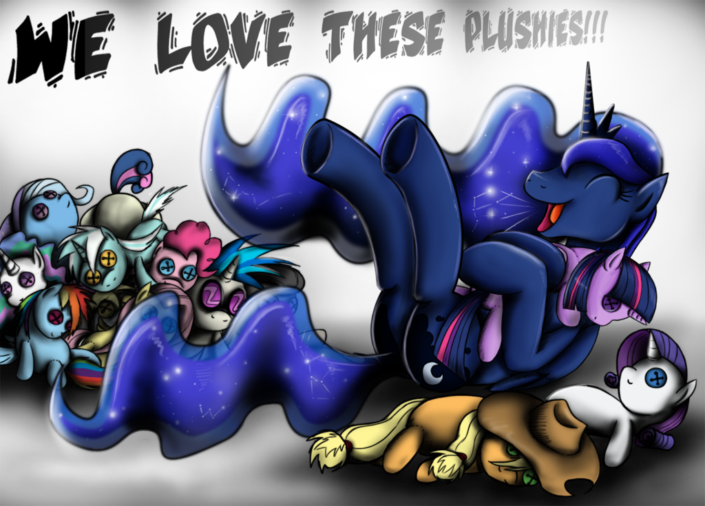 fanart   mlp  luna loves her plushies by