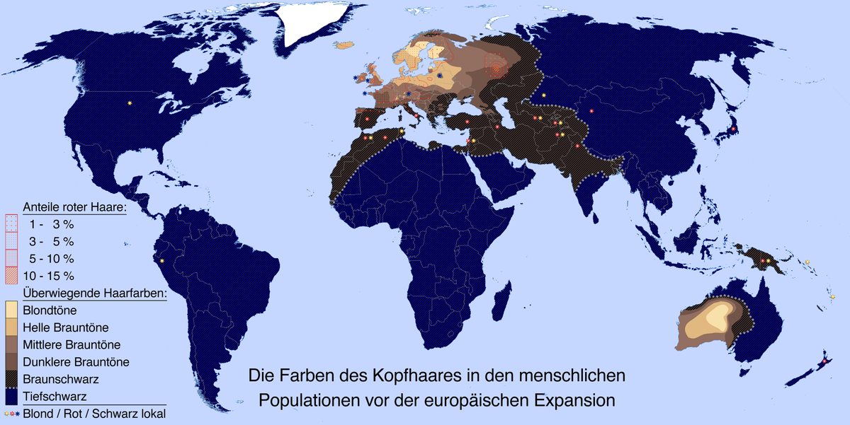 Weltkarte-Haarfarben