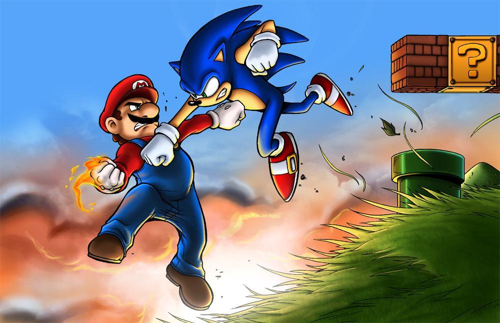 mario vs sonic by tpollockjr1