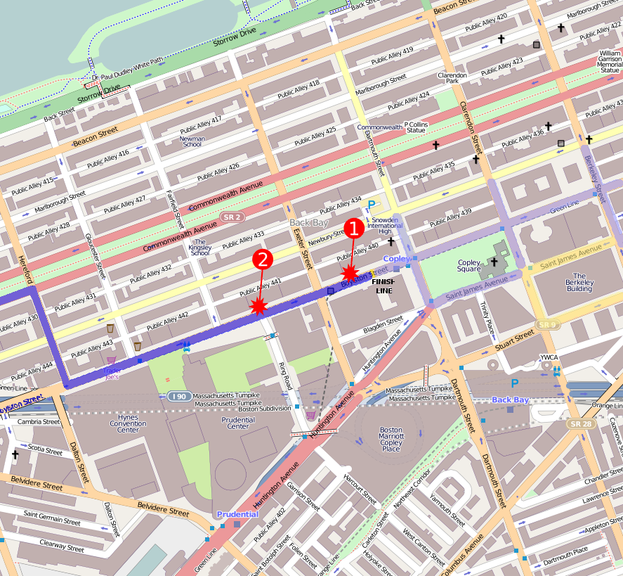 2013 Boston Marathon bombings map