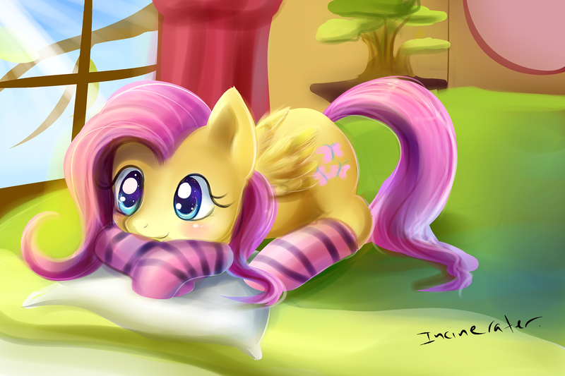 fluttershy in socks  by incinerater-d5q3