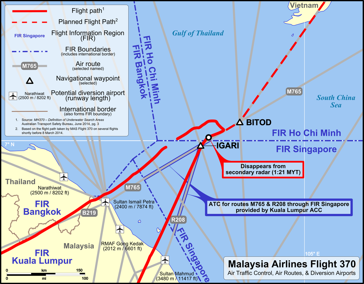 MH370 ATC-Routes map