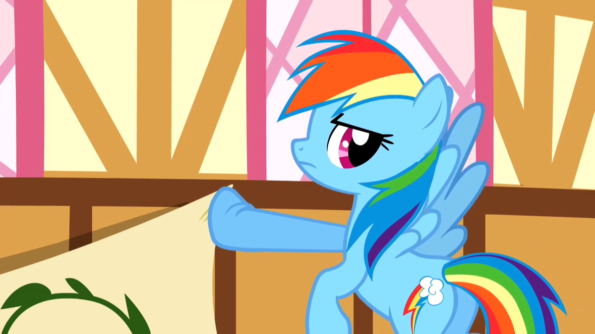 Rainbow Dash pushing in a nail S2E14