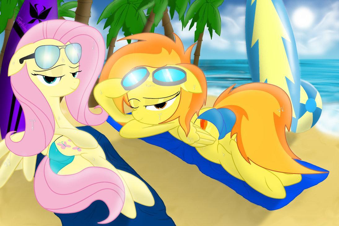 fluttershy   and spitfire cooling off at