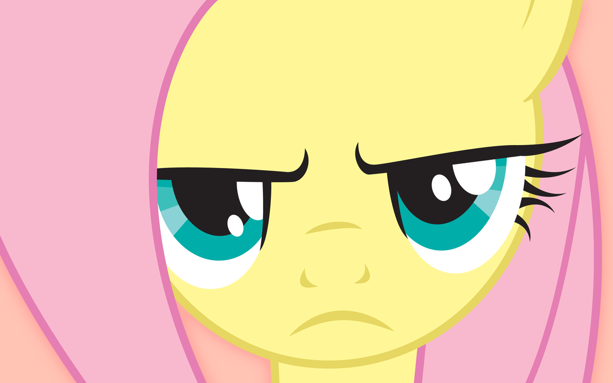 fluttershy evil stare wallpaper by gobli