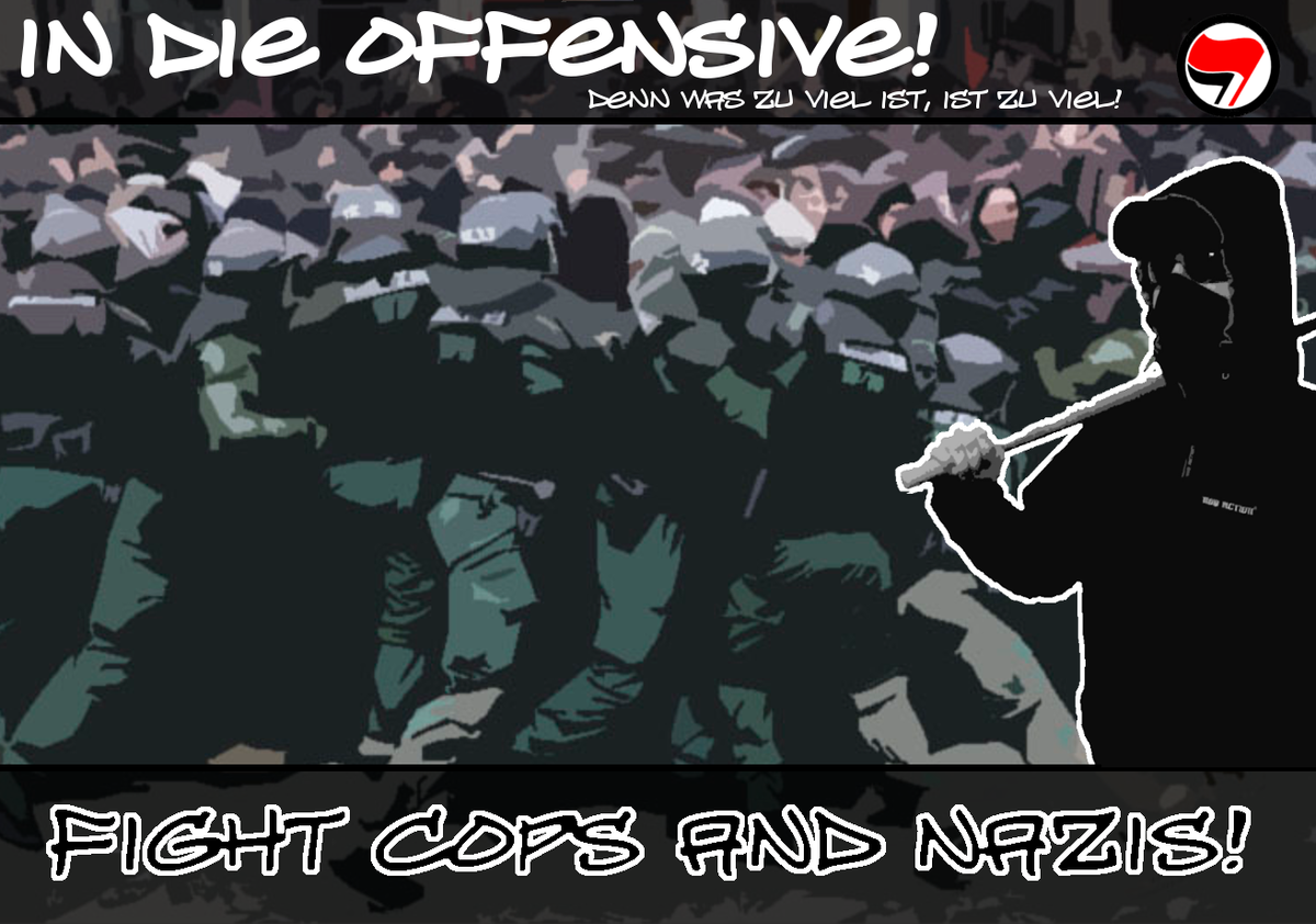 fight cops and nazis aufkleber motiv
