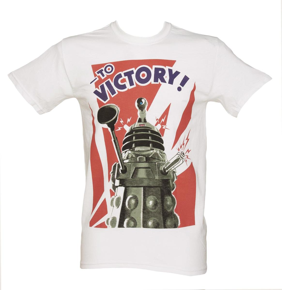 Mens White Dalek To Victory Doctor Who T