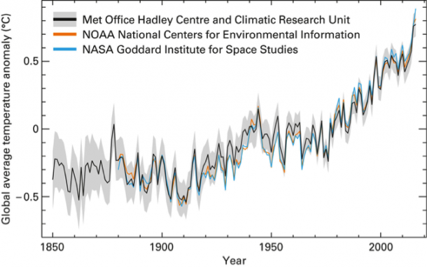 WMO Global average temperature anomaly 1