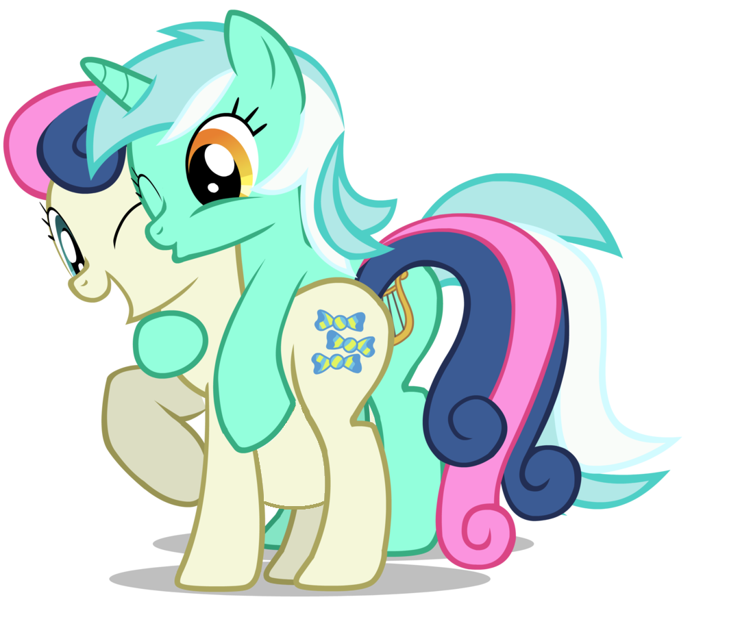 Lyra hugging Bon Bon by artist-mixermike