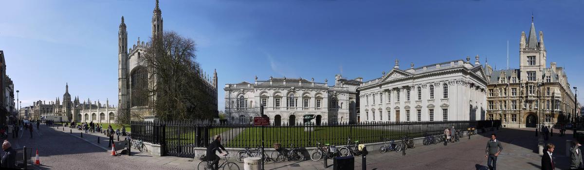 Panorama of Kings Parade in Cambridge UK