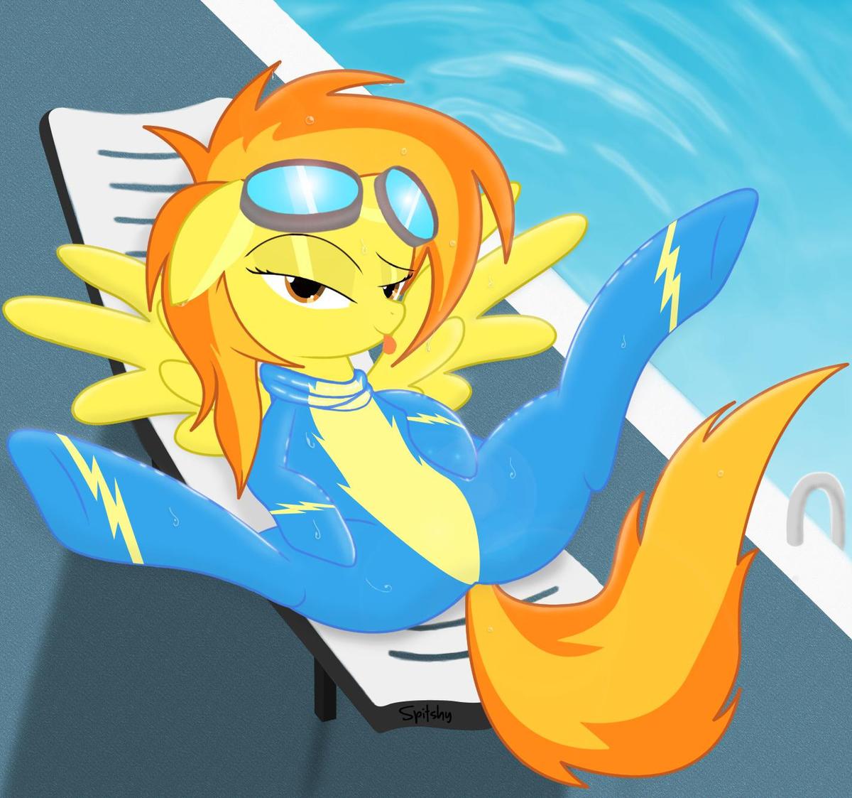 spitfire chillin by the pool     being k