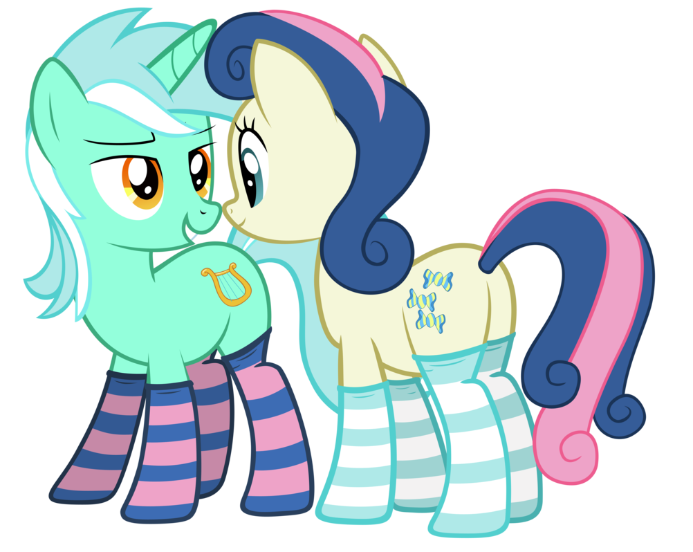 lyra and bon bon in sockies by fluffytul