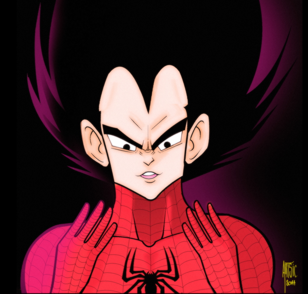 vegeta cosplays as spiderman by artsic-d