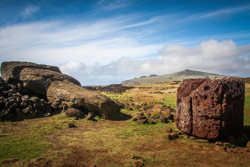 Toppled moai