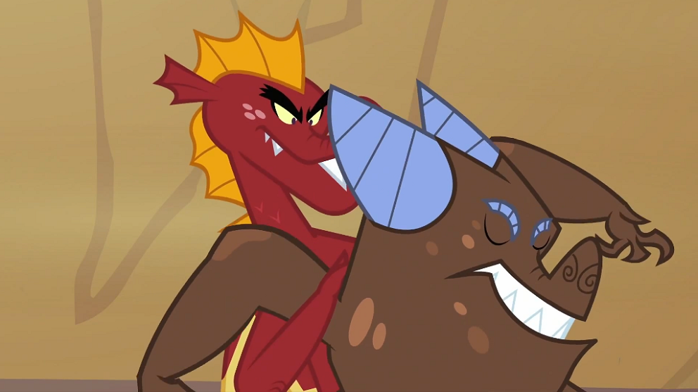 Garble fighting with brown dragon S2E21