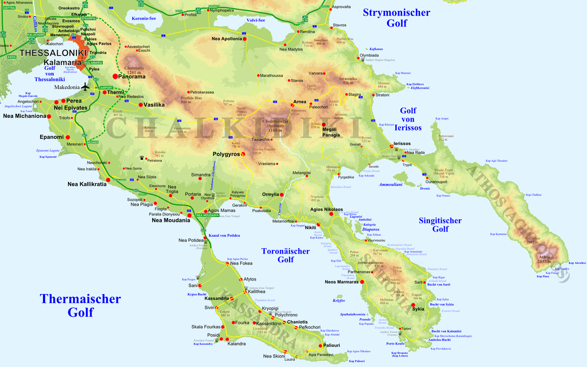Chalkidiki - DEM Map Topo - DE