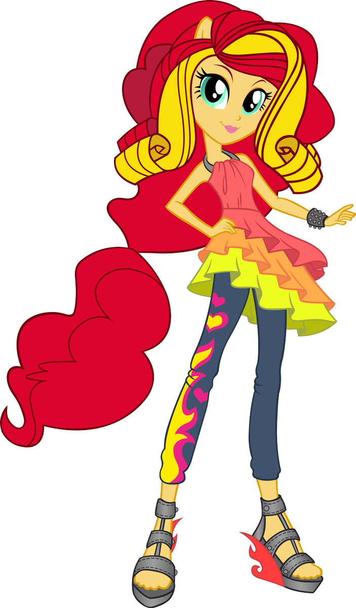 rainbow rocks sunset shimmer vector by i