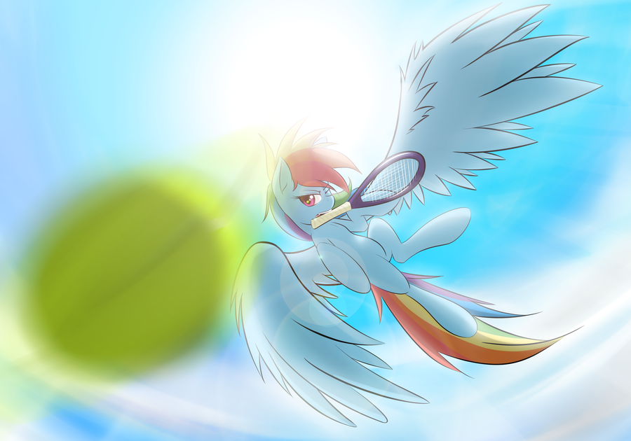 rainbow dash playing tennis  again  by p