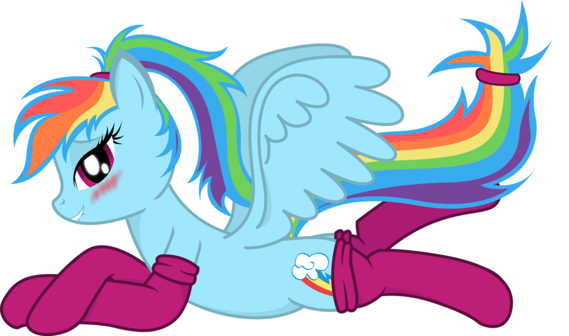 rainbow dash with ponytails in socks by 