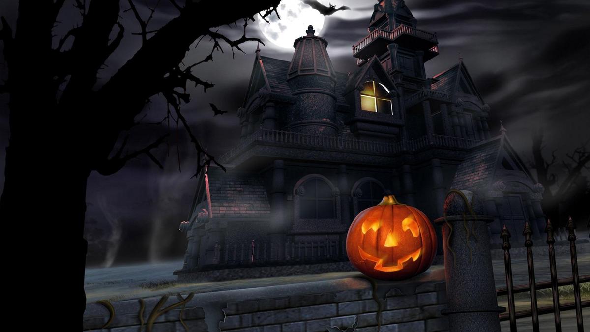 halloween pumpkin lantern house darkness