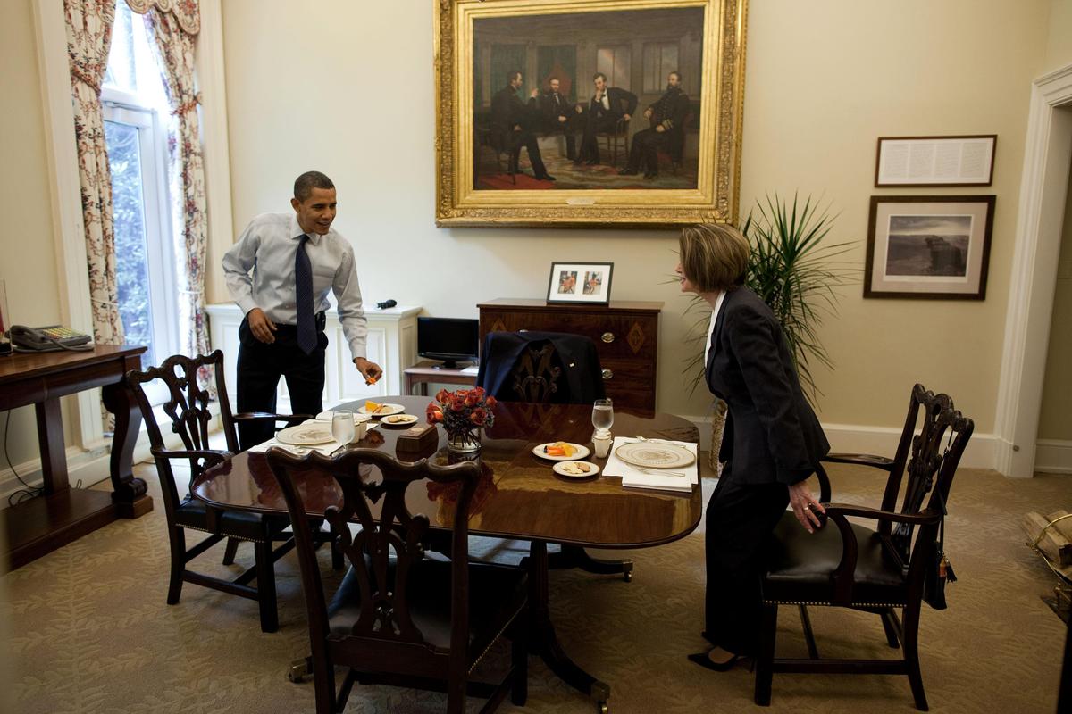 Barack Obama and Nancy Pelosi in the Whi