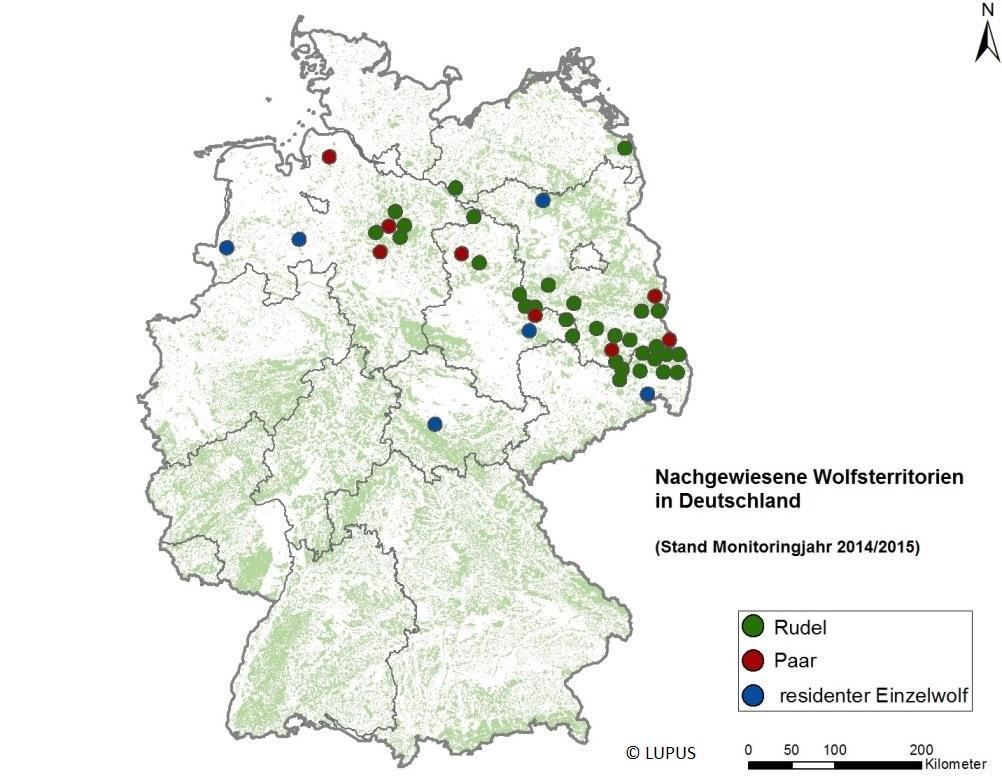 Verbreitung Wolf Dtl 2014 2015 LUPUS