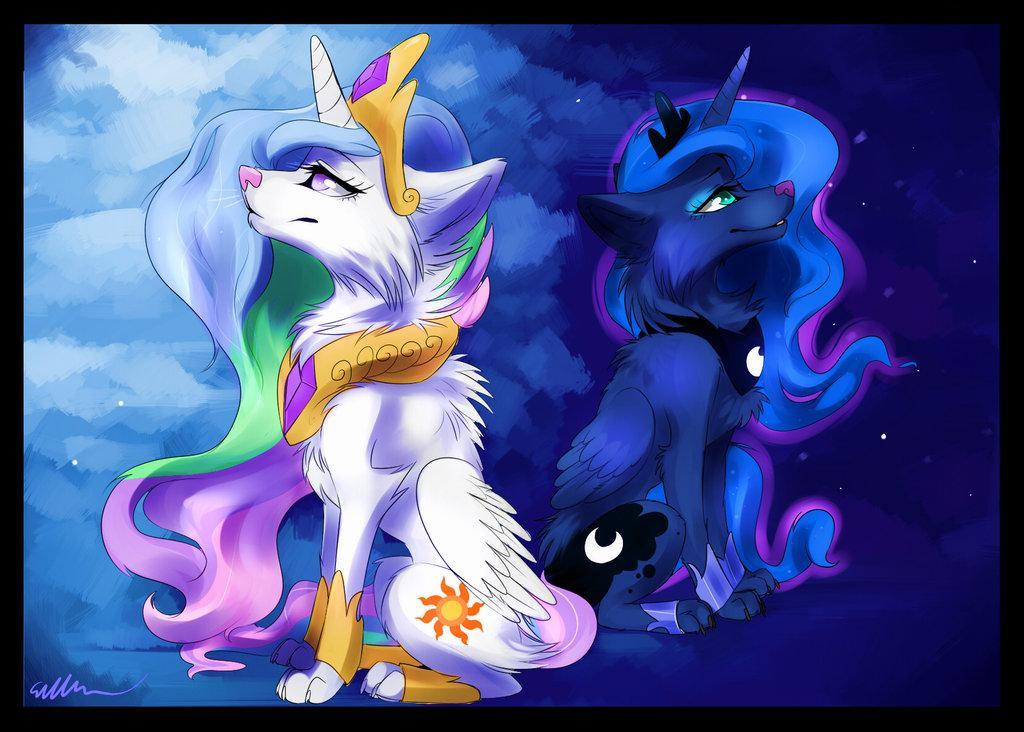 princess celestia and princess luna wolf