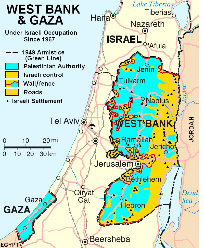 karte besetzte gebiete gaza westjordanla