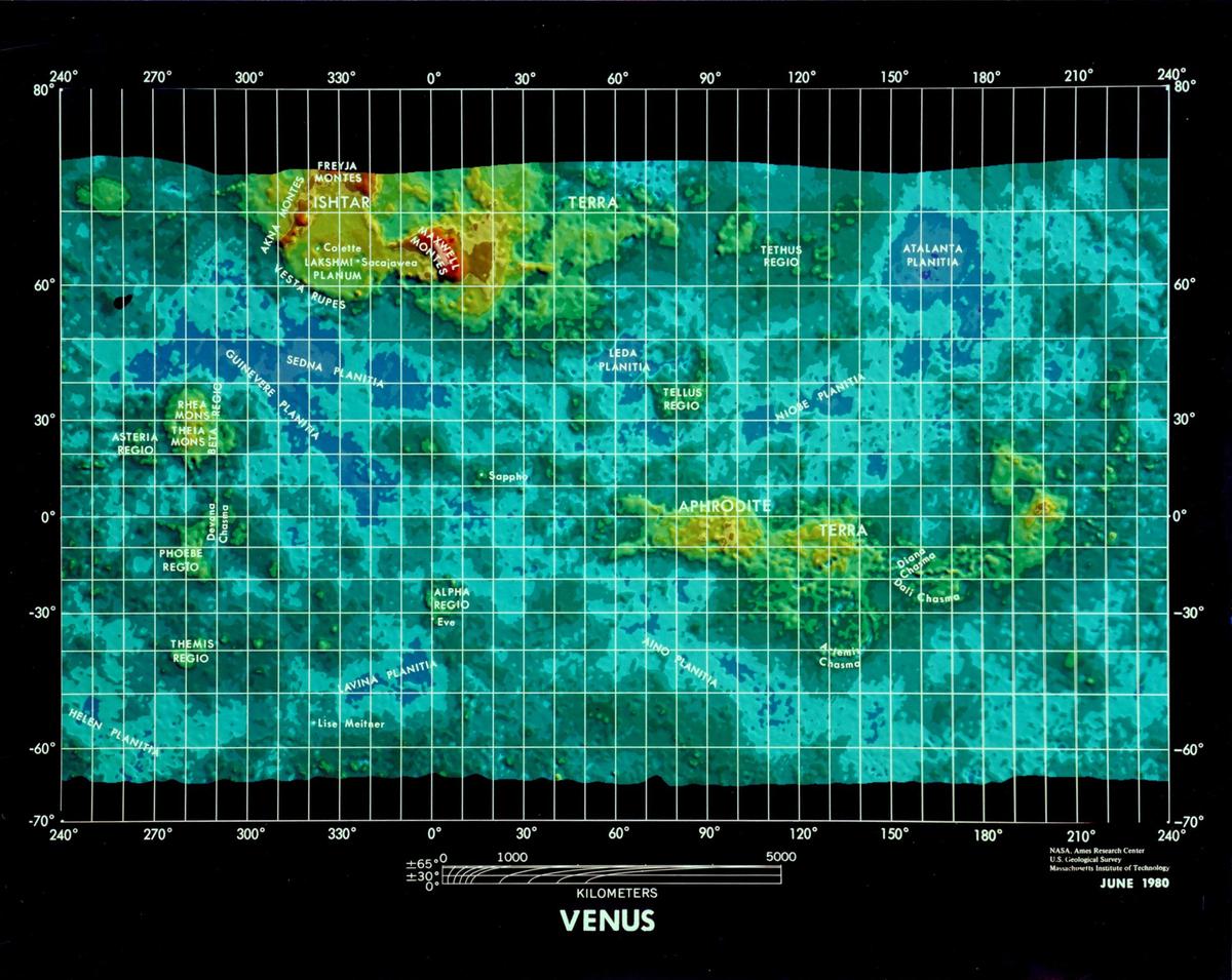 Venus map with labels