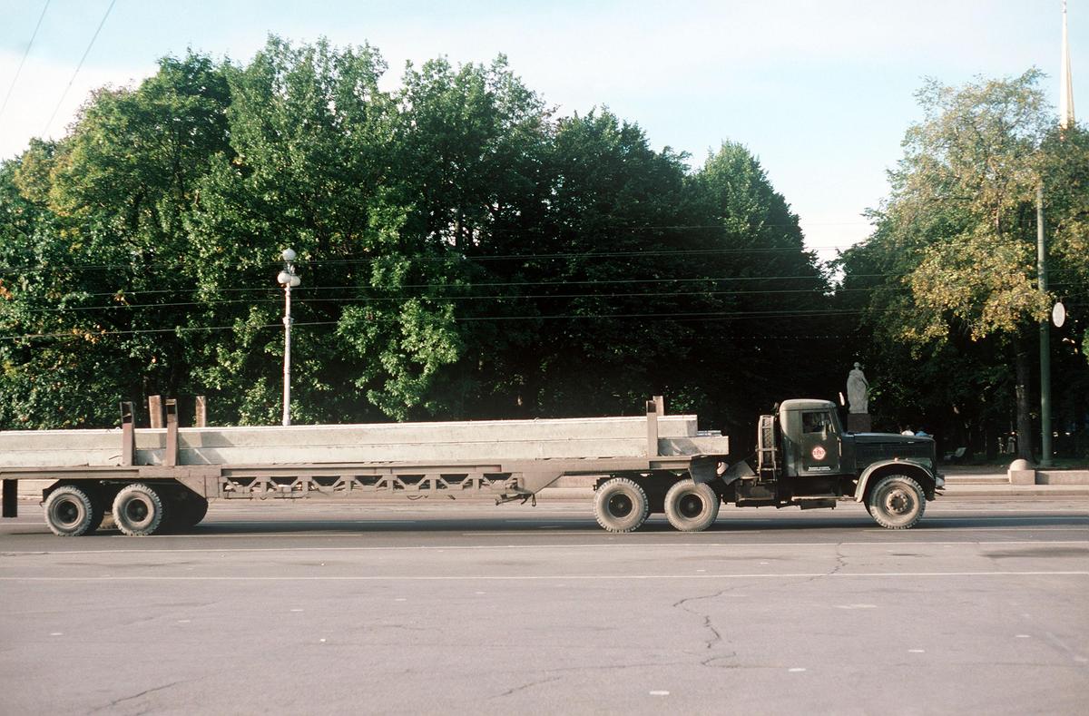 A KrAZ-258 tractor truck and transport t
