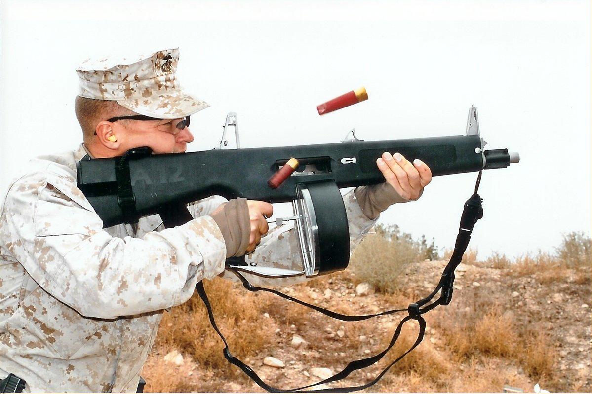 U.S. Marine Firing AA-12 Full-Auto Shotg