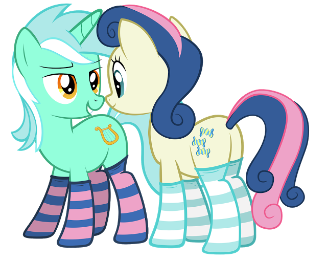 lyra and bon bon in sockies by fluffytul