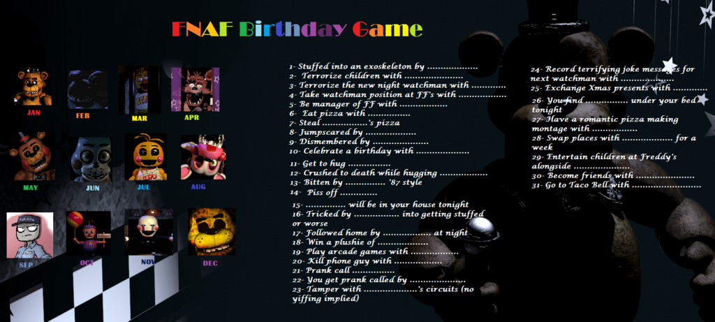 fnaf birthday mayhem by apelican-d87l5vw