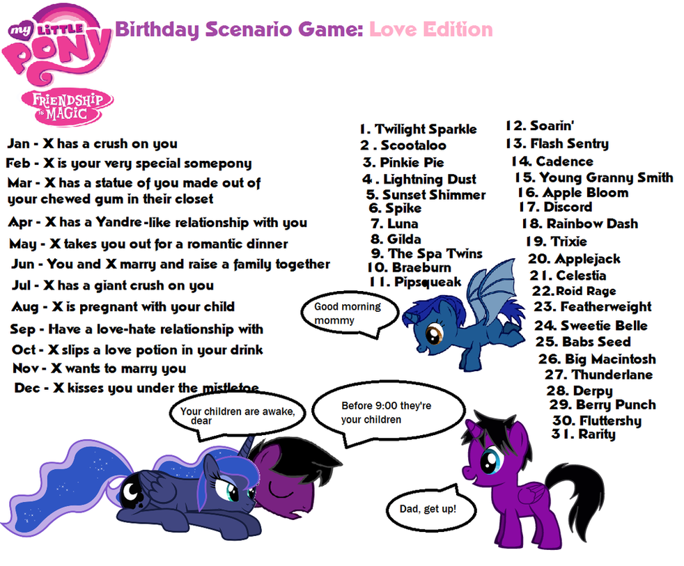 mlp birthday scenario love game by takoy