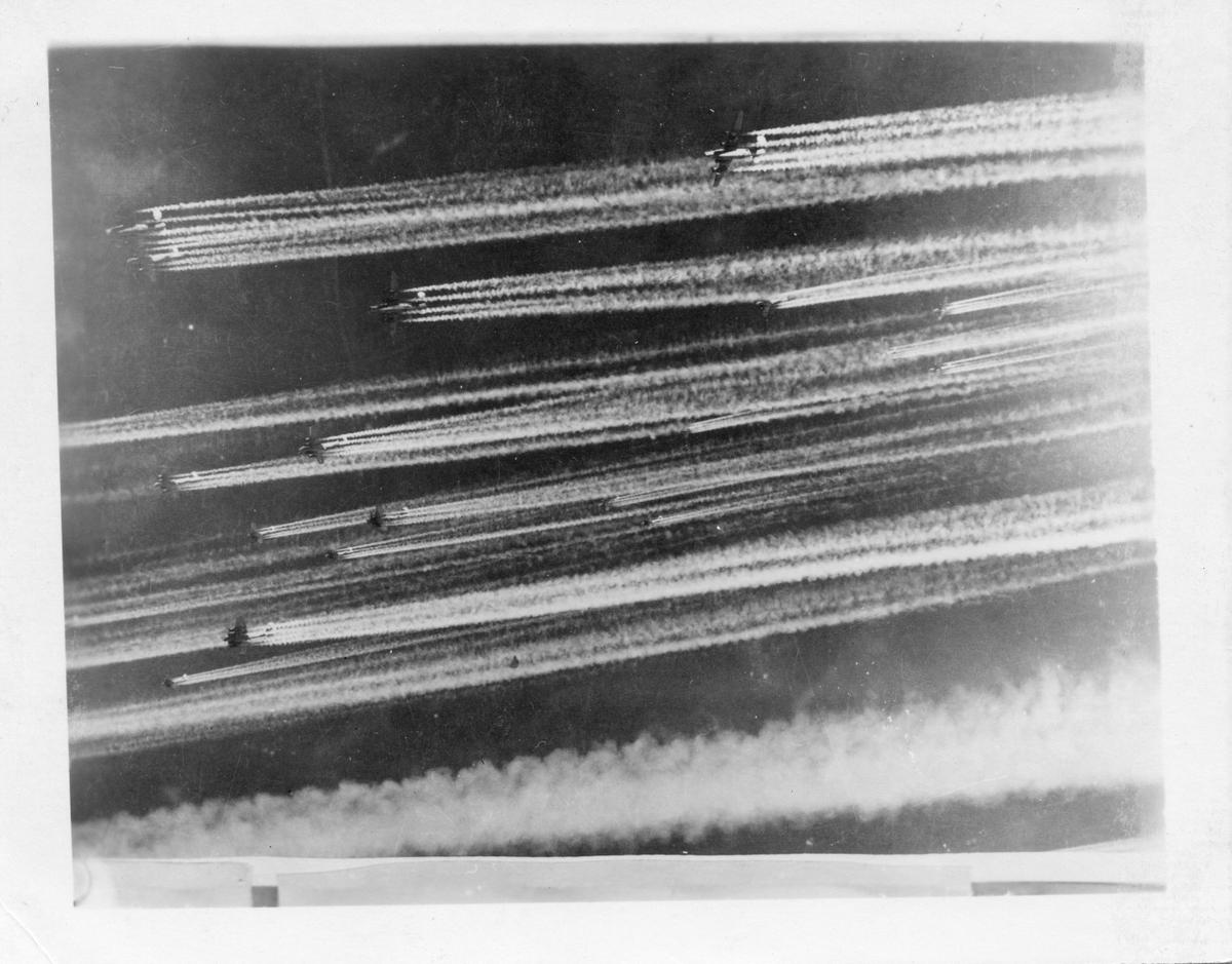 1944 B-24s and Contrails Over Germany