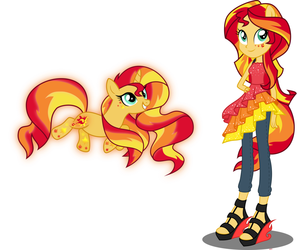 rr and rainbow power sunset shimmer by s