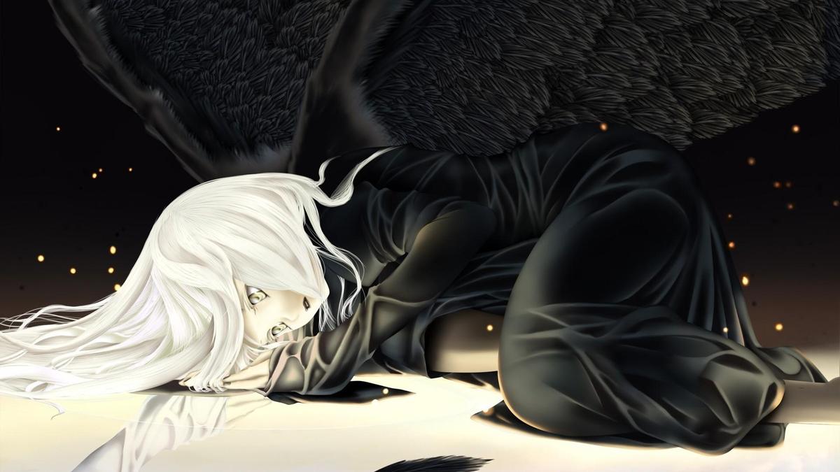 Anime-Girl-Blond-Wing-Sadness-Darkness1