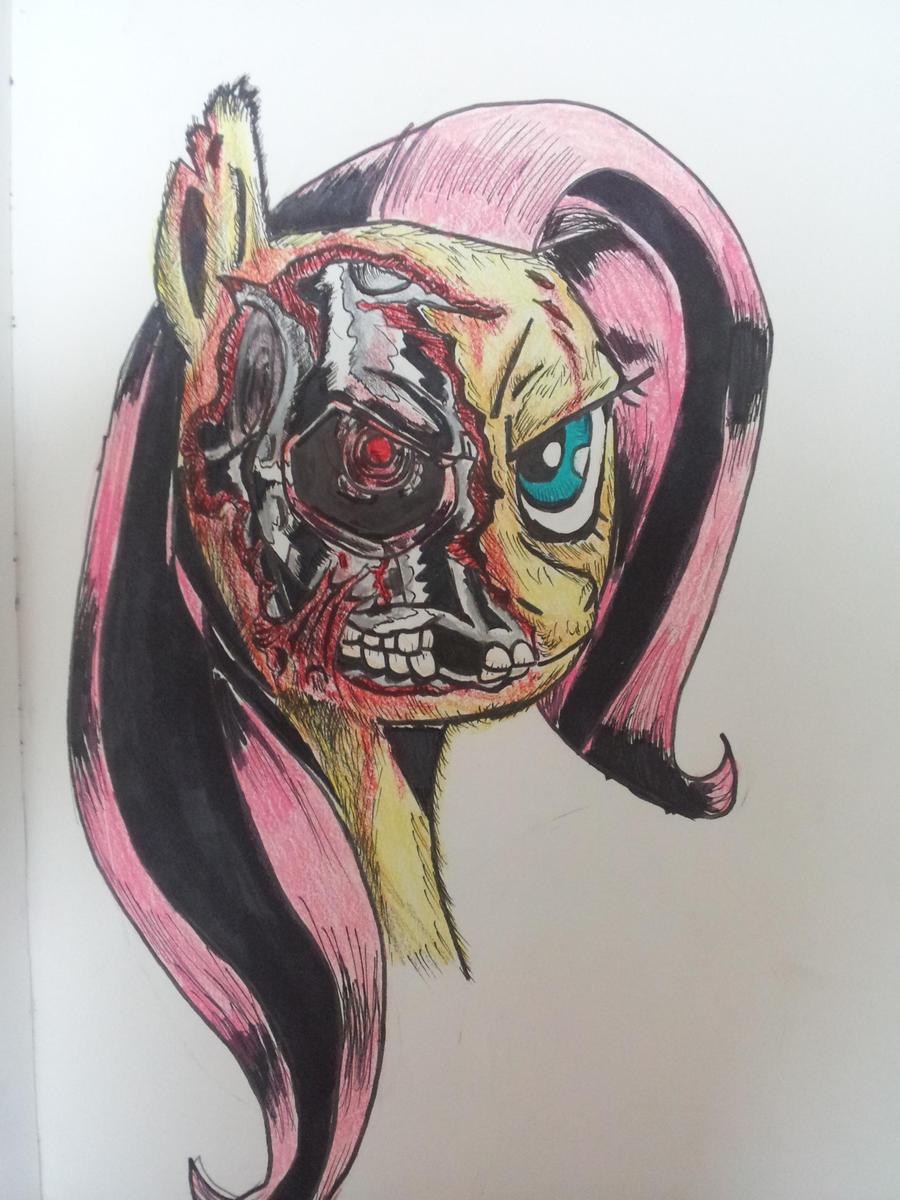 fluttershy tha terminator by ironmanjae-