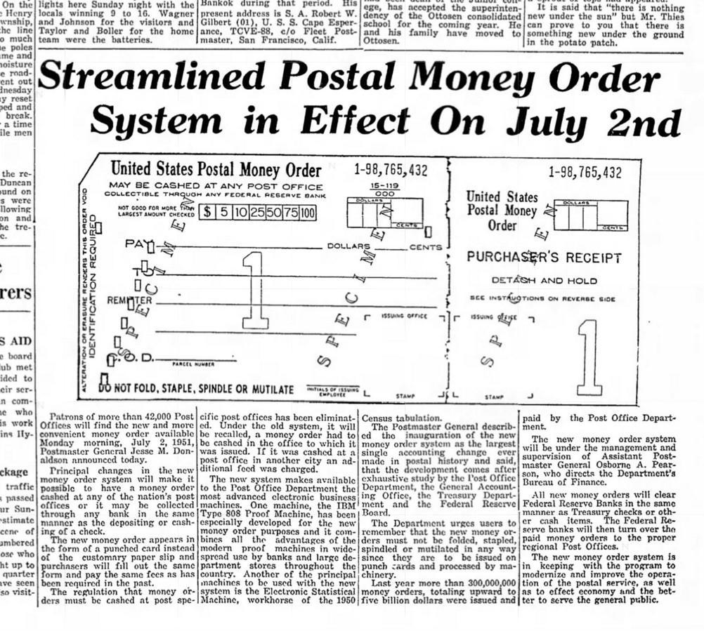 Money orders and checks-same